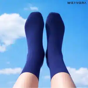 WEAVORA kids navy blue cotton socks lightweight breathable soft comfort worn on feet India