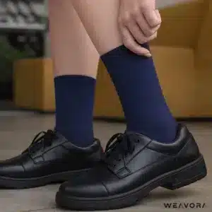WEAVORA navy blue school socks with black shoes comfort fit daily wear kids India